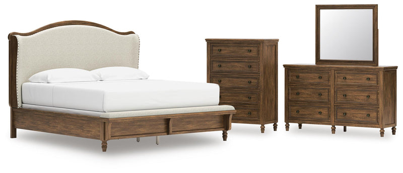 Juego de dormitorio con cama panel tapizada Sturlayne