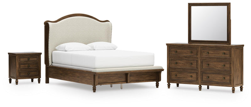 Juego de dormitorio con cama panel tapizada Sturlayne