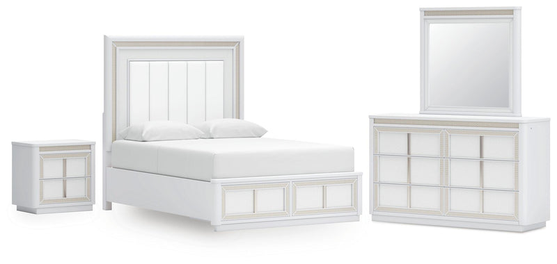Juego de dormitorio de cama tapizada con almacenaje Chalanna