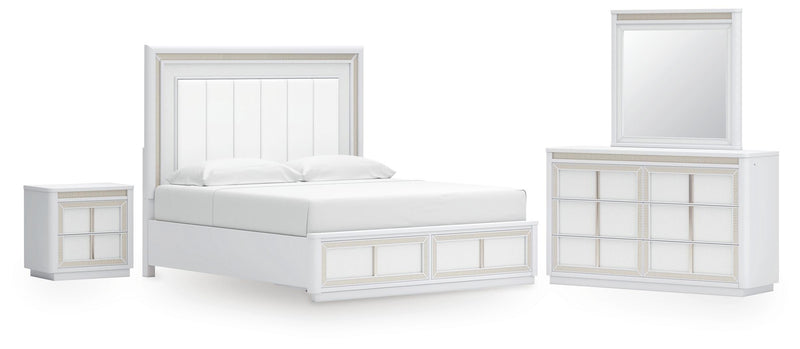 Juego de dormitorio de cama tapizada con almacenaje Chalanna