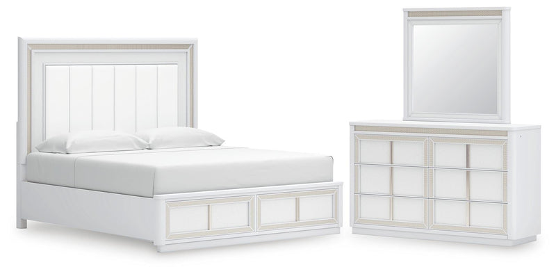 Juego de dormitorio de cama tapizada con almacenaje Chalanna
