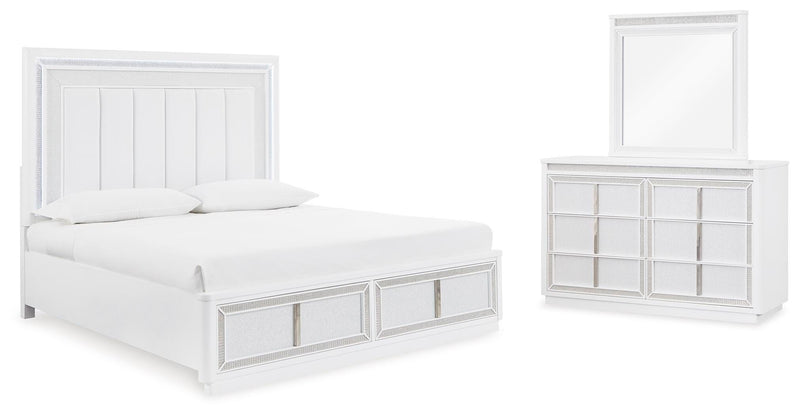 Juego de dormitorio de cama tapizada con almacenaje Chalanna