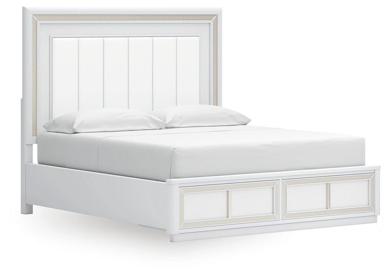 Juego de dormitorio de cama tapizada con almacenaje Chalanna