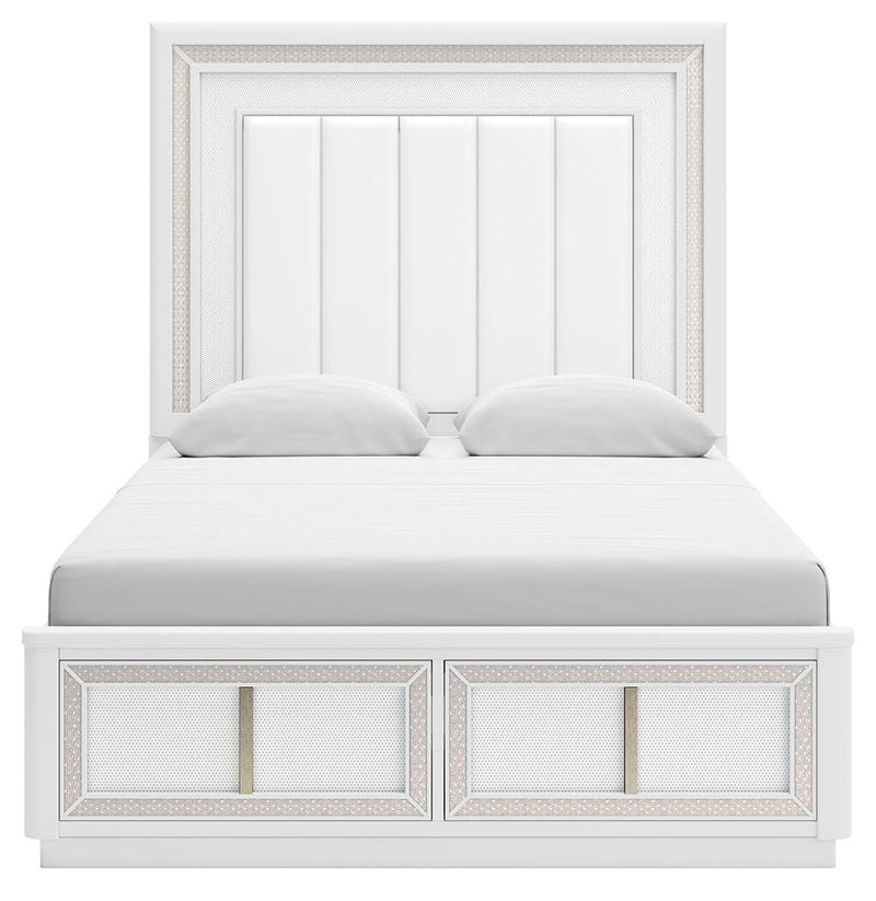 Juego de dormitorio de cama tapizada con almacenaje Chalanna