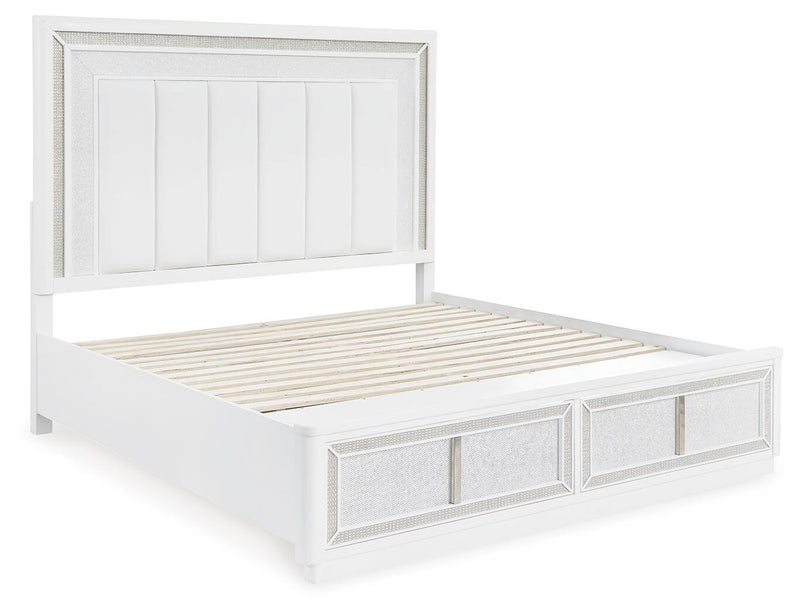 Juego de dormitorio de cama tapizada con almacenaje Chalanna