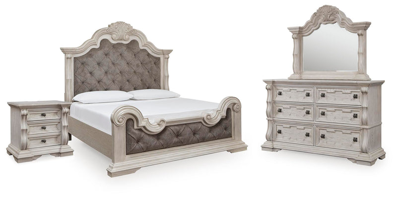 Juego de dormitorio de cama tapizada Bruchandi