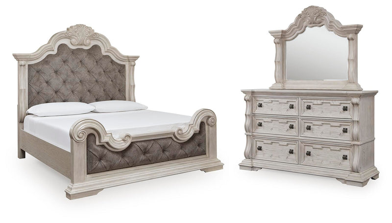 Juego de dormitorio de cama tapizada Bruchandi