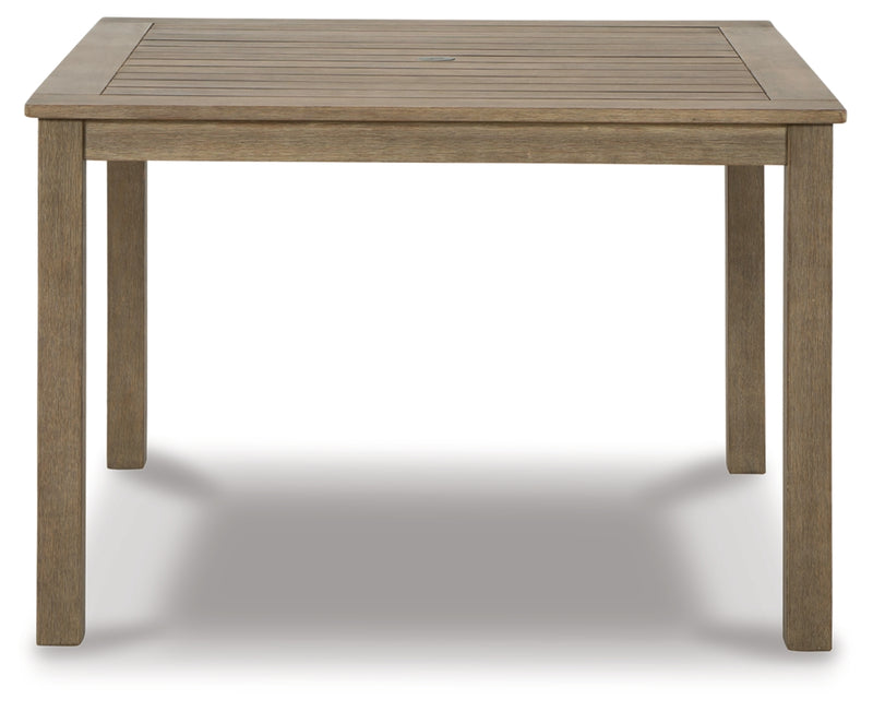 Mesa de comedor cuadrada Aria Plains con opción para sombrilla