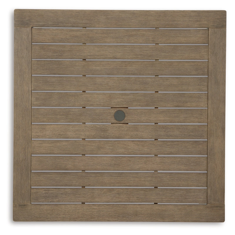 Mesa de comedor cuadrada Aria Plains con opción para sombrilla
