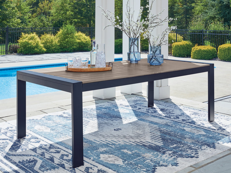 Mesa de comedor rectangular Mabry Shores con opción de sombrilla