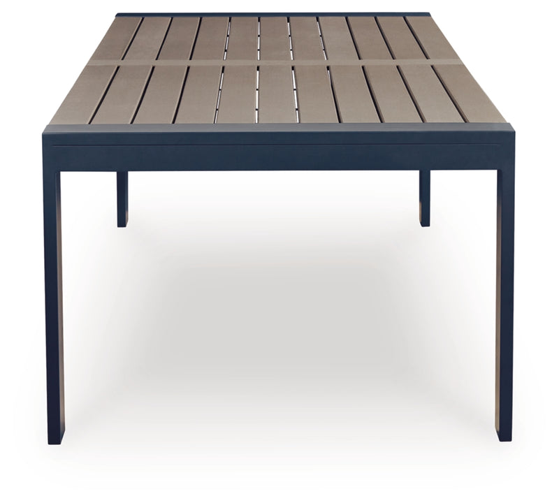 Mesa de comedor rectangular Mabry Shores con opción de sombrilla