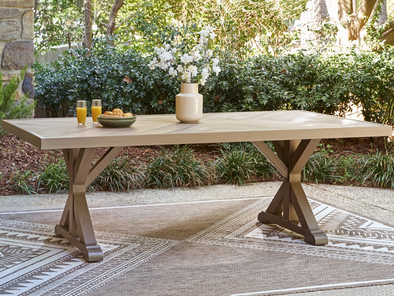Mesa de comedor rectangular Revare Beach con opción de sombrilla
