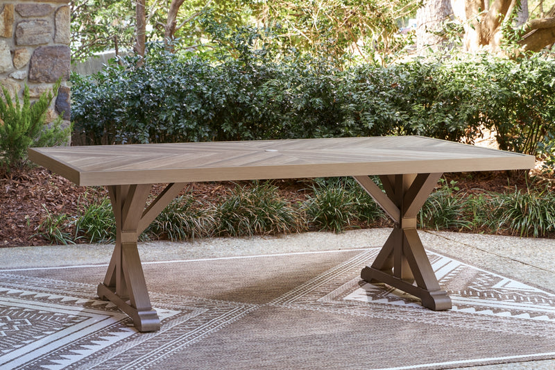 Mesa de comedor rectangular Revare Beach con opción de sombrilla