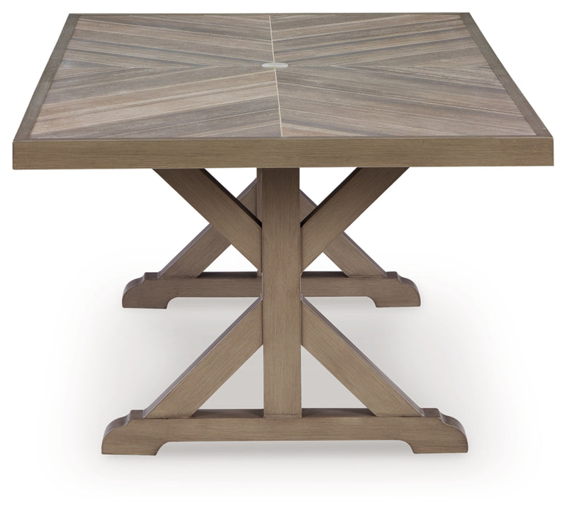 Mesa de comedor rectangular Revare Beach con opción de sombrilla