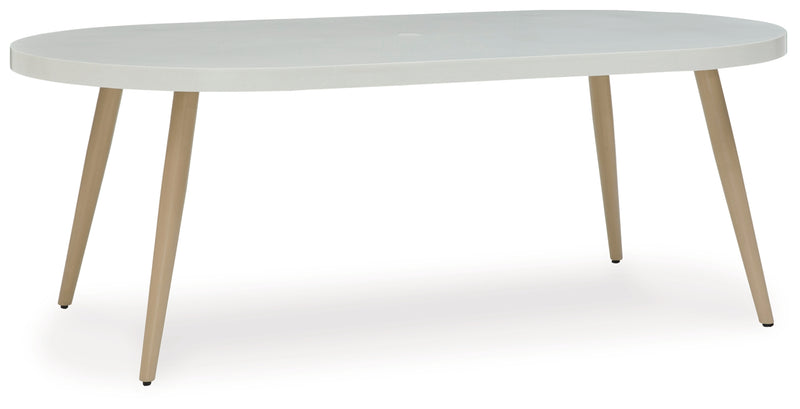 Seton Creek Oval Dining Table with Umbrella Option