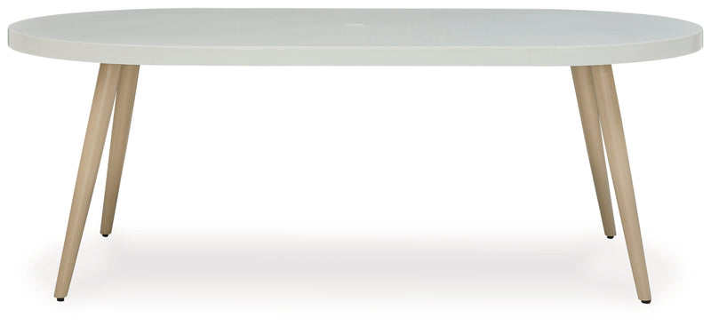 Seton Creek Oval Dining Table with Umbrella Option