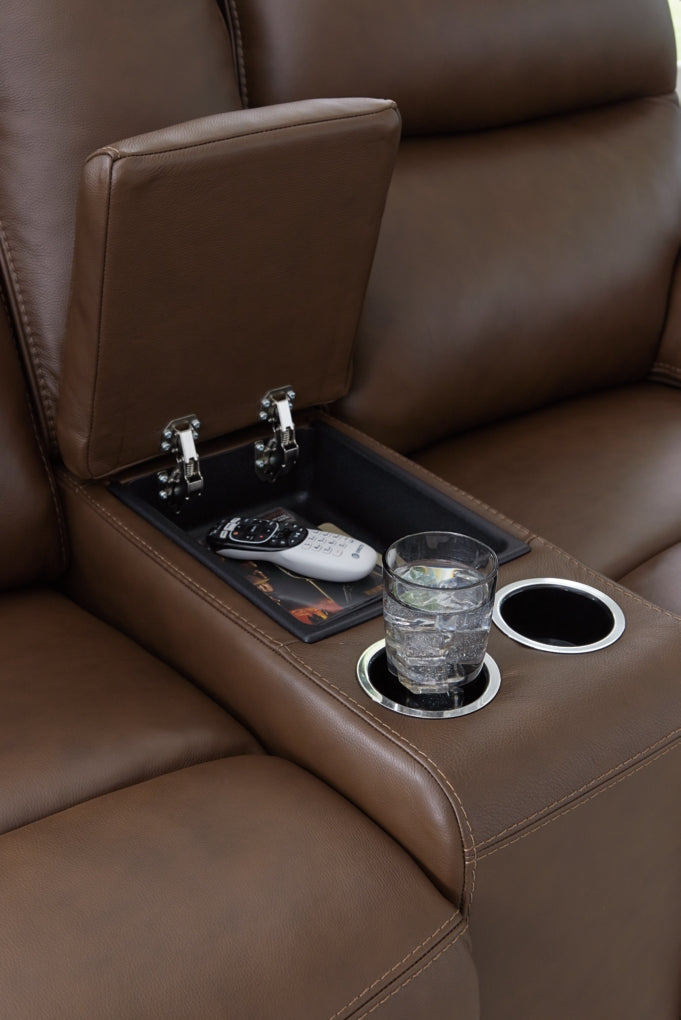Sofá reclinable VonRyan con consola y reposacabezas ajustable