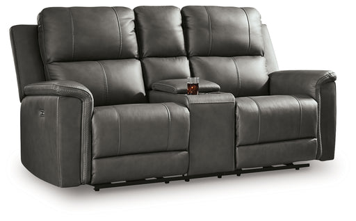 Beryton Power Reclining Loveseat/Console/Adjustable Headrest