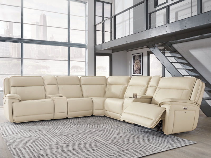 Sofá seccional reclinable de 7 piezas Double Deal con 2 consolas