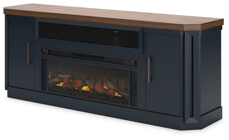 Soporte de TV Landocken de 83" con chimenea eléctrica