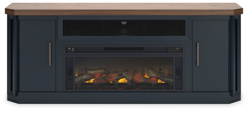 Soporte de TV Landocken de 83" con chimenea eléctrica