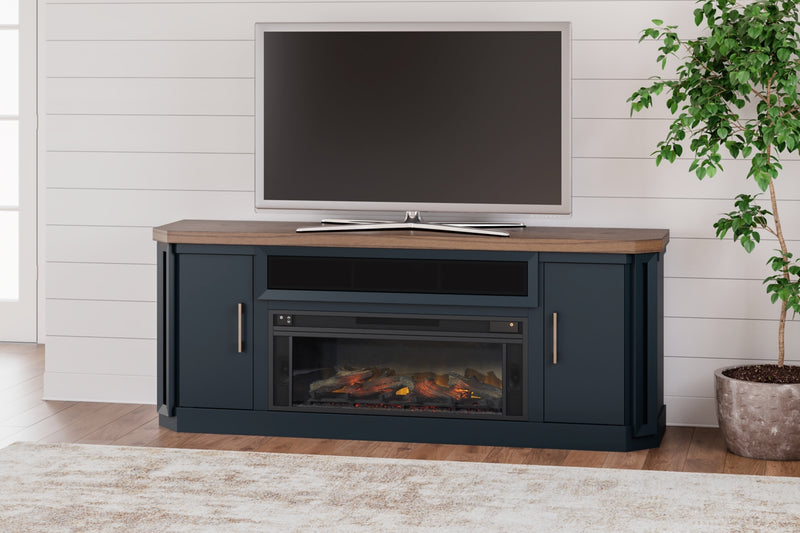 Soporte de TV Landocken de 83" con chimenea eléctrica
