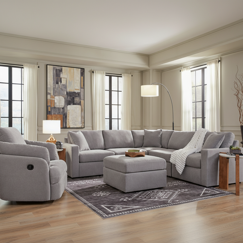 Modmax 4-Piece Sectional with Storage Chaise and Audio Console