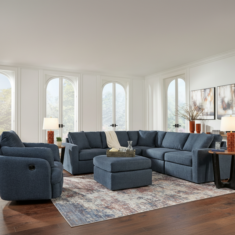 Modmax 4-Piece Sectional with Storage Chaise and Audio Console