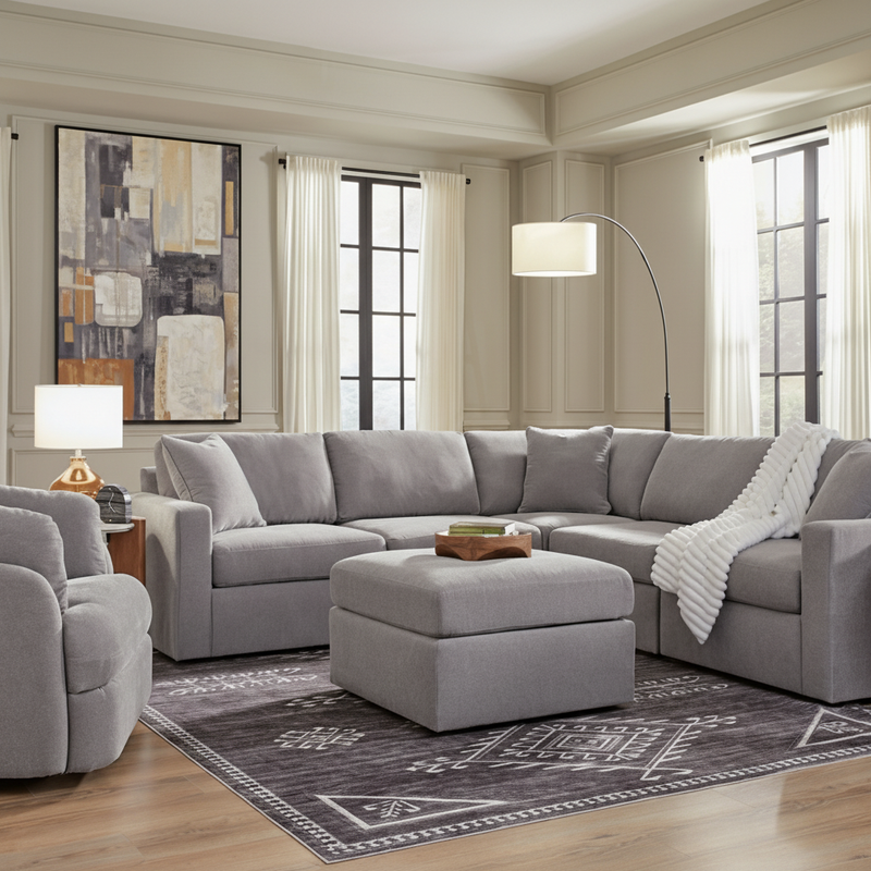 Modmax 4-Piece Sectional with Storage Chaise and Storage Console