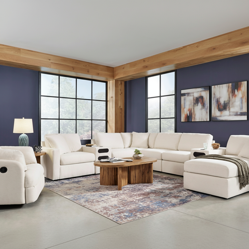 Modmax 6-Piece Sectional with Storage Chaise and Audio Consoles