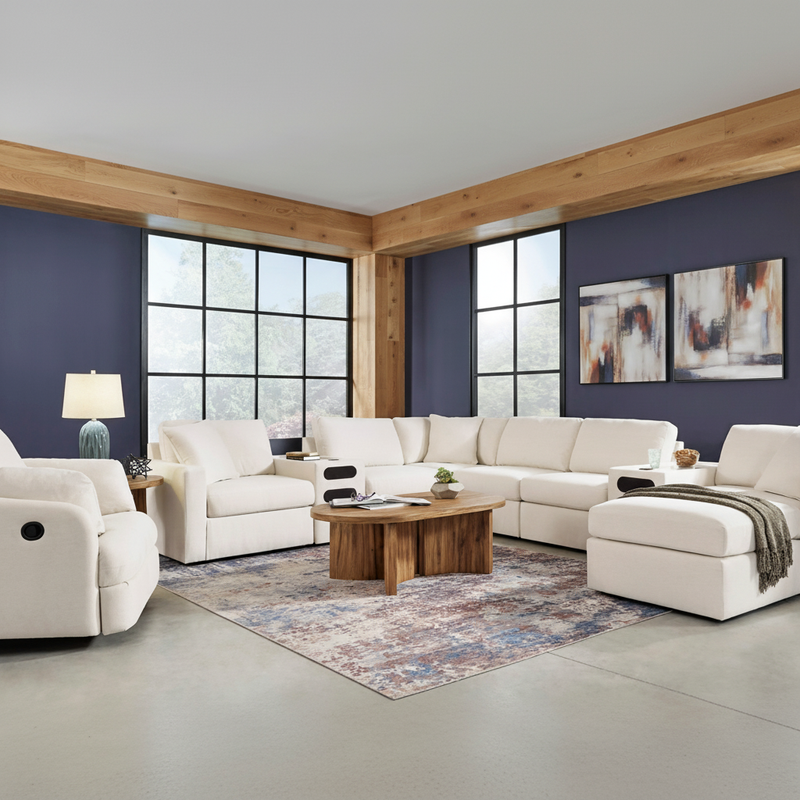 Modmax 6-Piece Sectional with Storage Chaise and Audio Consoles