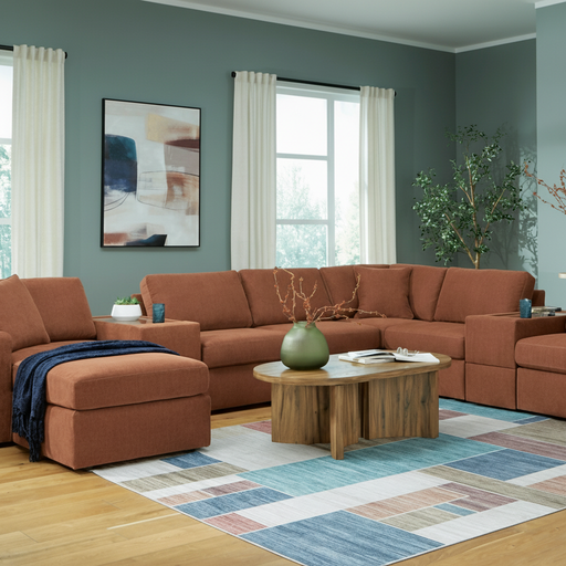 Modmax 6-Piece Sectional with Storage Chaise and Storage Console