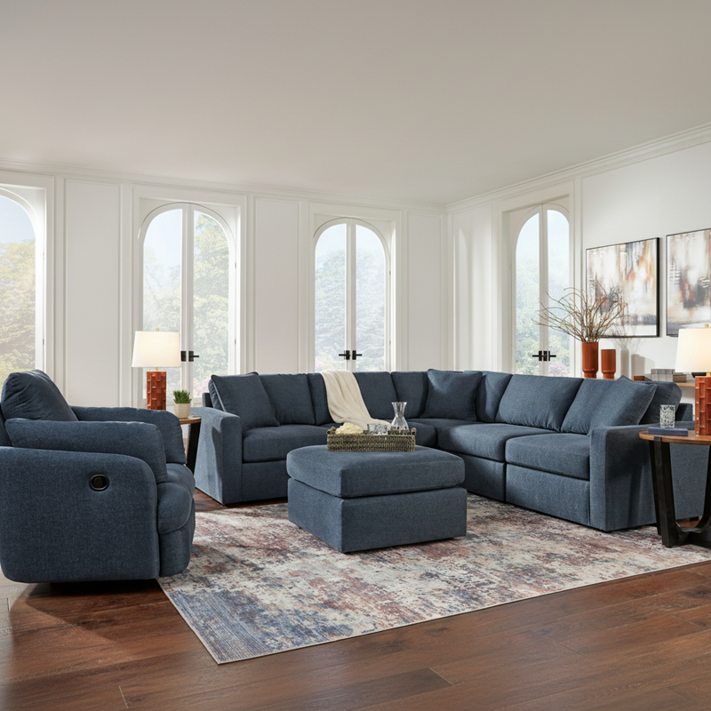 Modmax 6-Piece Sectional with Storage Chaise and Storage Console