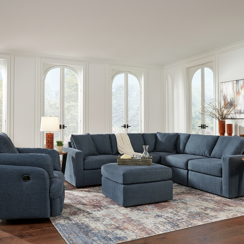 Modmax 6-Piece Sectional with Storage Chaise and Storage Console