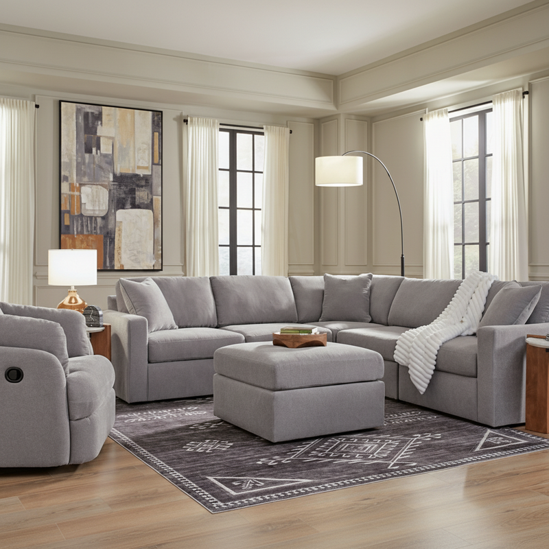 Modmax 7-Piece Double Storage Chaise Sectional with Storage Console