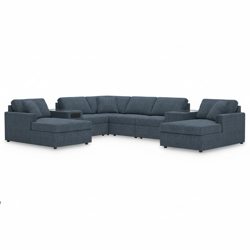 Modmax 8-Piece Double Chaise Sectional with Audio and Storage Consoles