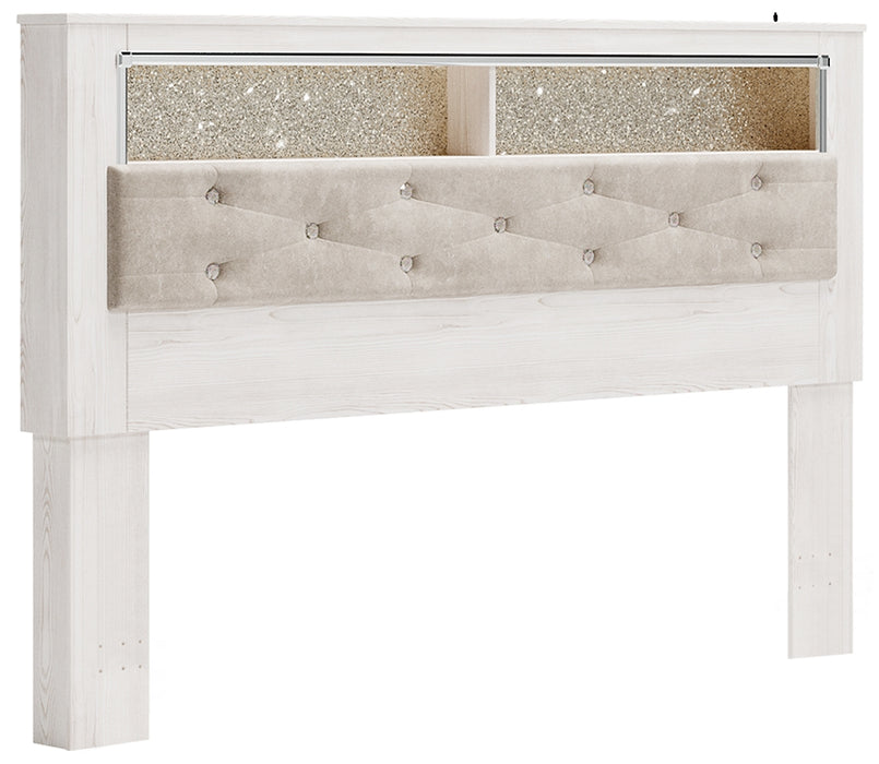 Altyra King Bookcase Headboard with Mirrored Dresser and 2 Nightstands