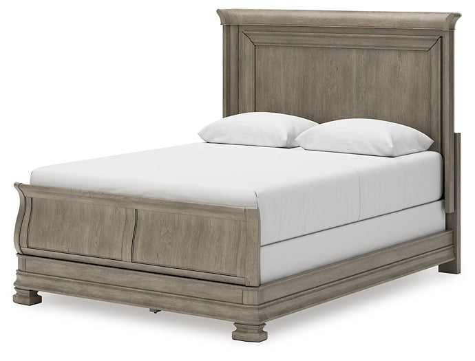 Lexorne Queen Sleigh Bed with Mirrored Dresser