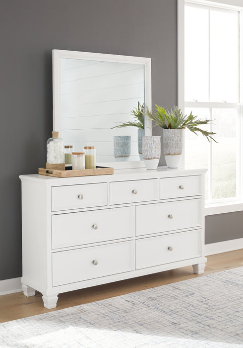 Fortman Twin Panel Bed with Mirrored Dresser