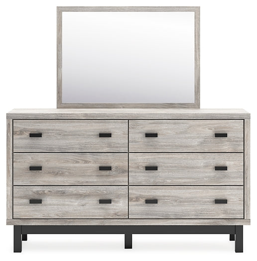 Vessalli King Panel Headboard with Mirrored Dresser