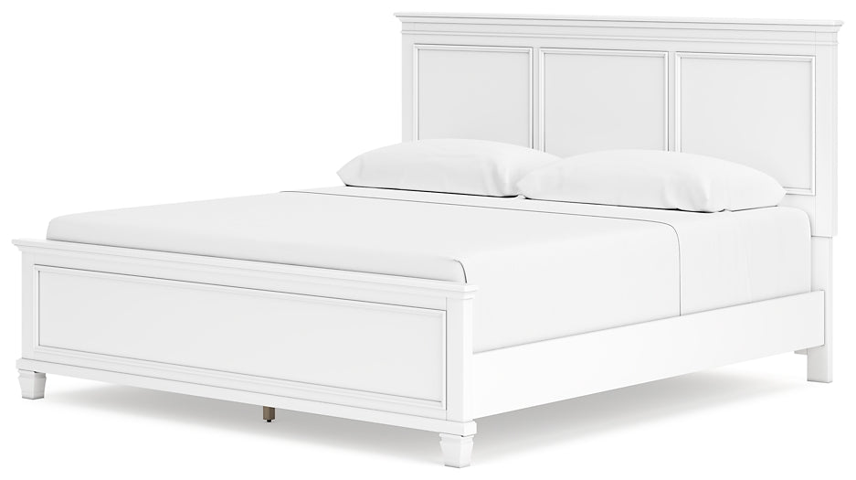 Fortman King Panel Bed with Mirrored Dresser, Chest and Nightstand