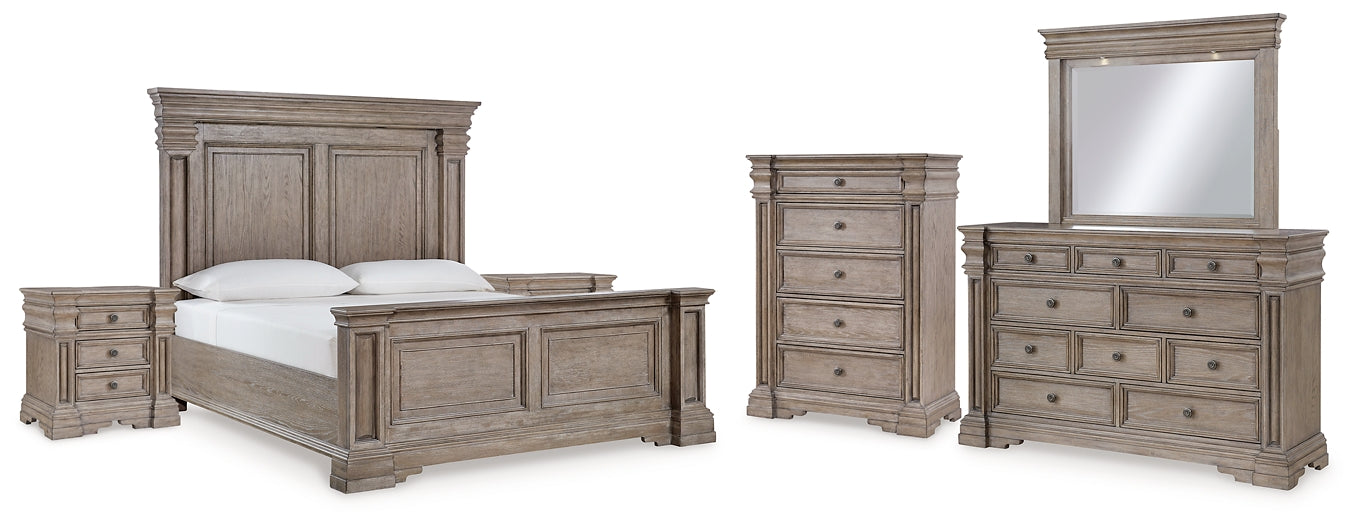 Blairhurst Queen Panel Bed with Mirrored Dresser, Chest and 2 Nightstands