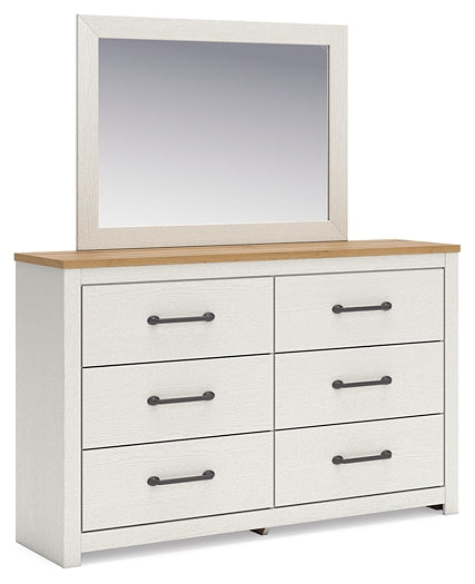 Linnocreek King Panel Bed with Mirrored Dresser