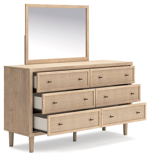 Cielden King Panel Bed with Mirrored Dresser and 2 Nightstands